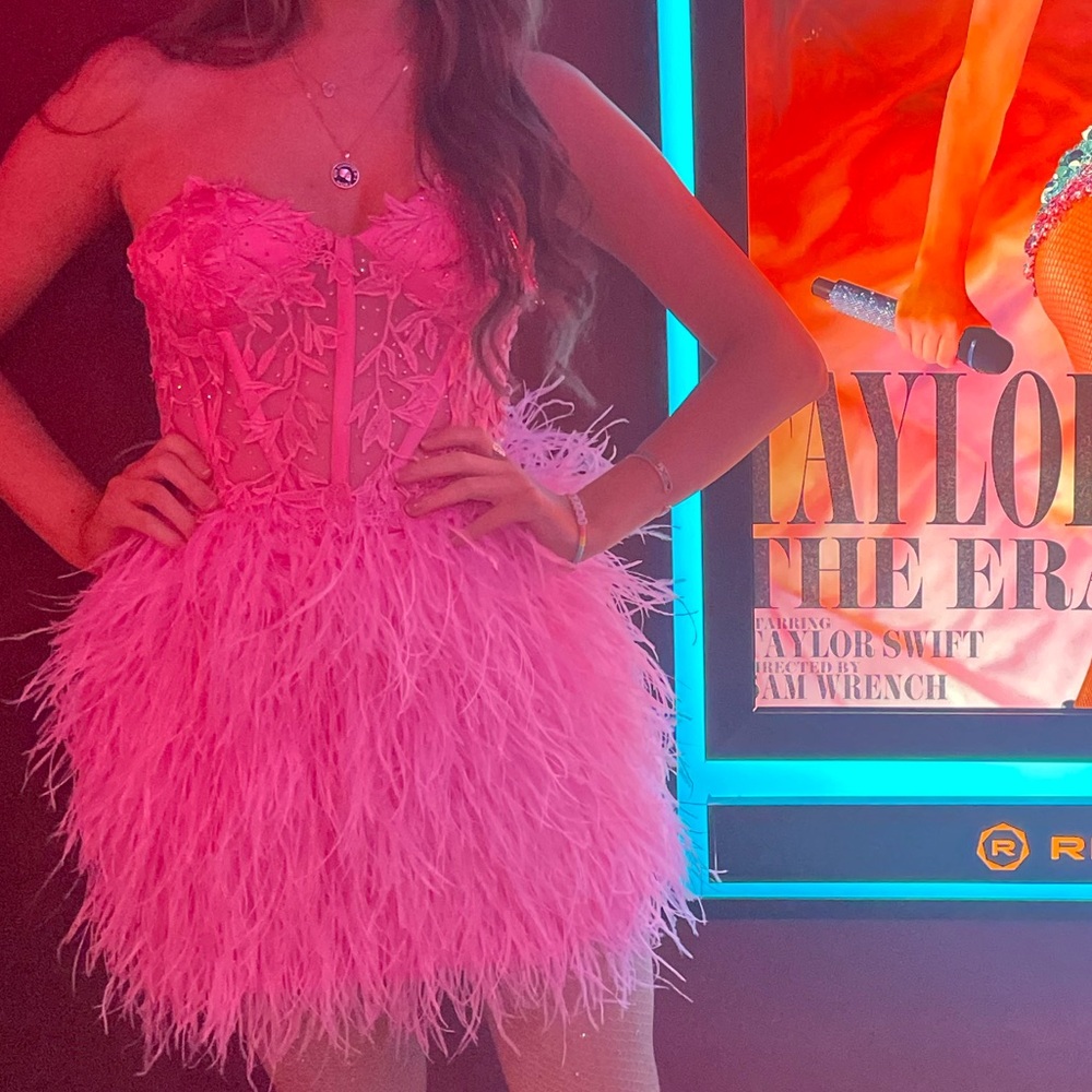 Pink Feather Cocktail Dress